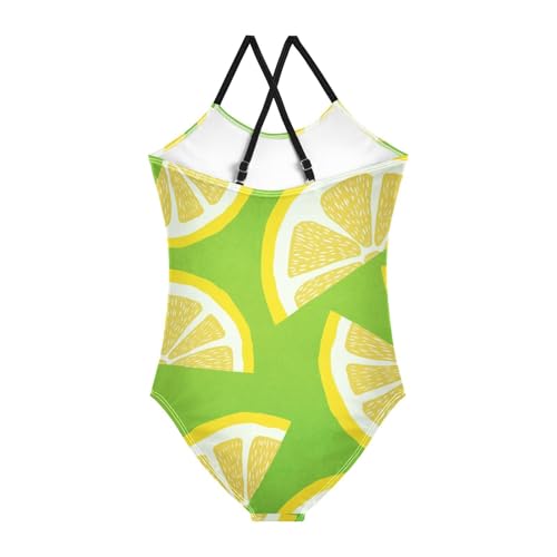 GuoChe Lemon Green and Yellow Girls Swimsuit 1 Piecing Bathing Suits for Girls Toddler Girl Swim Suit Beach2