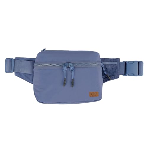 C.C Pochete com zíper para mulheres unissex – Bolsa de cinto transversal de cintura diária com alça ajustável, Jeans, Bolsa de cinto com zíper