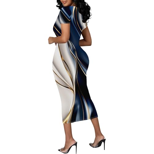 Women's Casual Basic Pencil Dress Fashionable Sexy Short Sleeved African Style Business Wedding S-3XL3