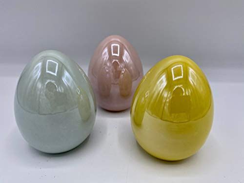 Florissima 3er Set Deko-Eier aus Keramik (8 cm, Perlmutt)