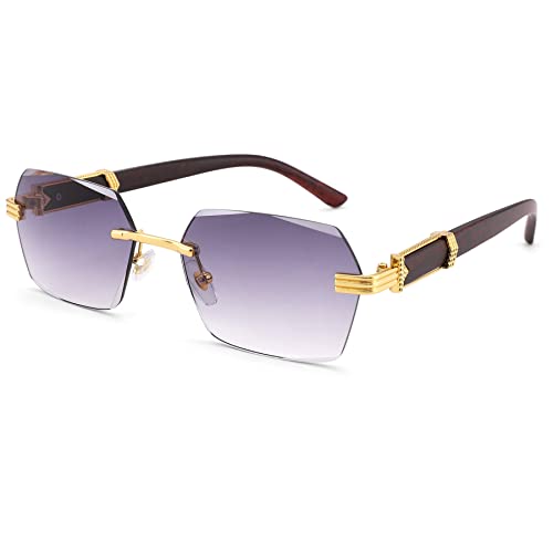 Hycredi Rimless Rectangle Sunglasses Men Women Retro Frameless Square Shade Y2k Sun Glasses Tinted Eyewear