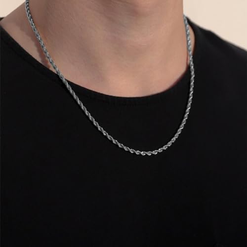 Chaîne torsadée en argent 925 unisexe en maille corde robuste