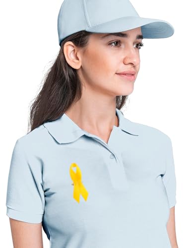 Image of Curvier 200PCS Yellow Satin Ribbons Lapel Pins for Childhood Cancer Awareness Ribbon
