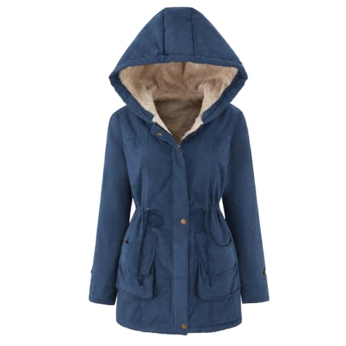 Women Parka Jackets with Hood Warm Fleece Lined Coat Fashion Cozy Outerwear - image 5