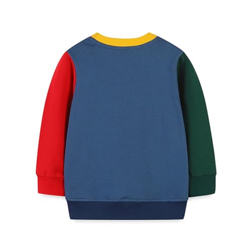 Unisex Child Full Zip Hoodie Sweatshirt Boys' Color Contrast Color Fashion Hoodie Children's for Boys (Blue, 6 Years)2