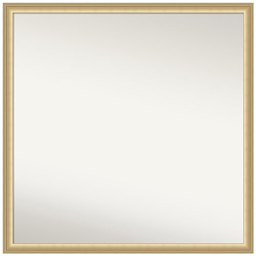 Amanti Art Gold Bathroom Mirror for Over Sink, 28x28 Florence Gold Square Vanity Mirror, Large Casual Frame, Hangs Horizonally and Vertically, Bathroom Wall Decor, Non-Beveled Edge
