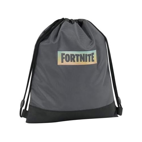 FCP Bolsa compatible con Fortnite negra para la escuela, el tiempo libre, el gimnasio + llavero silbato + bolígrafo con purpurina