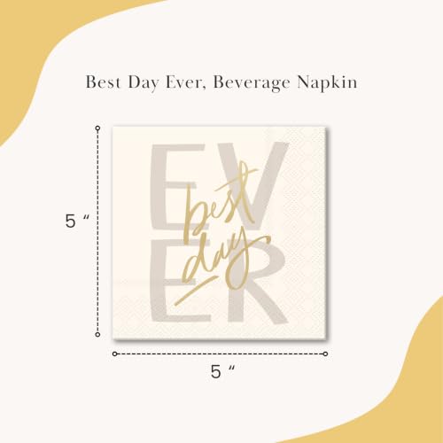 Image of Punch Studio 30-Count Disposable Paper Decorative Cake /Cocktail Party Napkins, 5 inch Square, Best Day