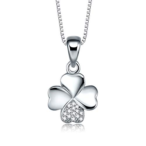 Collier en argent pour femme avec pendentif simple à quatre feuilles et chaîne de clavicule