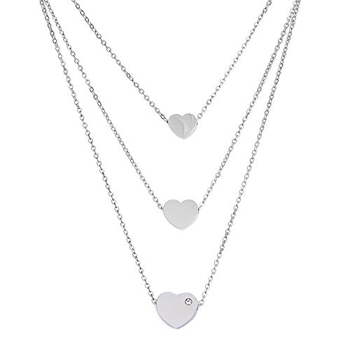 Collier à 3 rangées de cœurs et étoiles avec cœurs et point lumineux Cover