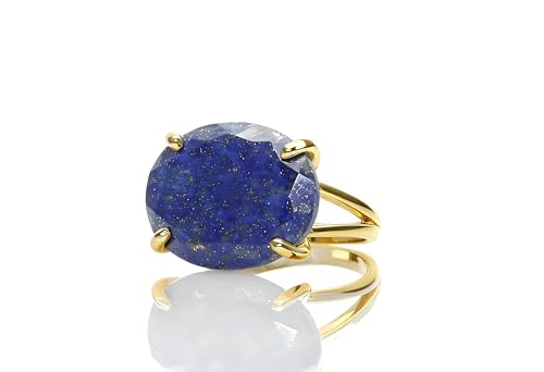 Bague Lapis-Lazuli Ovale Fait Main - Bijou Déclaration en Pierre Véritable
