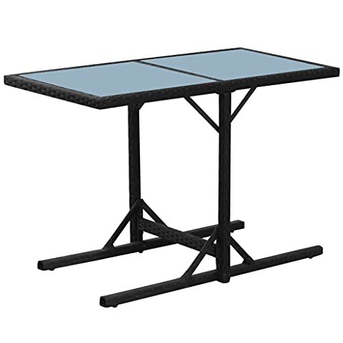 Ensemble de bistro 3 pièces en polyrotin noir et table de jardin d'extérieur - 8