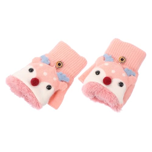 Flip Gloves Half Boy Snow Winter Mittens for Knitted Cartoon Mittens Christmas Winter Gloves Fingerless