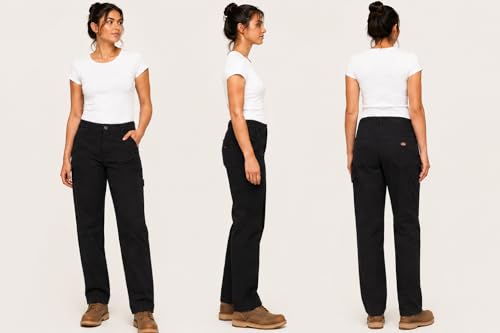 Dickies Women's Slim Straight Stretch Duck Carpenter Pant, Rinsed Black, 8 - image 2