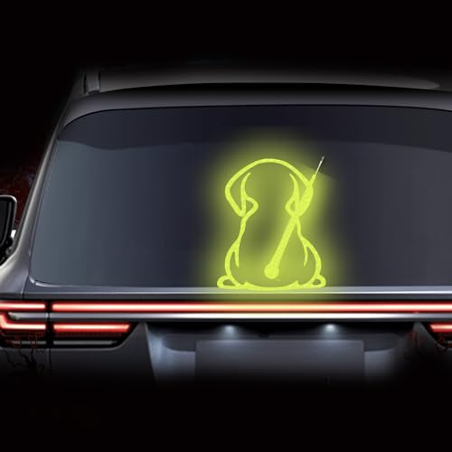 Image of Dog Decal Vinyl Sticker, Rear Wiper Decal Cute Dog Moving Tail Wiper Decals Reflective Stickers Windshield Wiper Stickers Window Wiper Decals Tags for Rear Vehicle Wipers (Fluorescent Green)