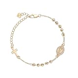 VNOX Pulsera Rosario Virgen María para Mujer con Cruz – Pulsera Católica Década Ajustable con Medalla Virgen, Joyería Religiosa Regalo para Mujer Niña Comunión Bautizo Confirmación