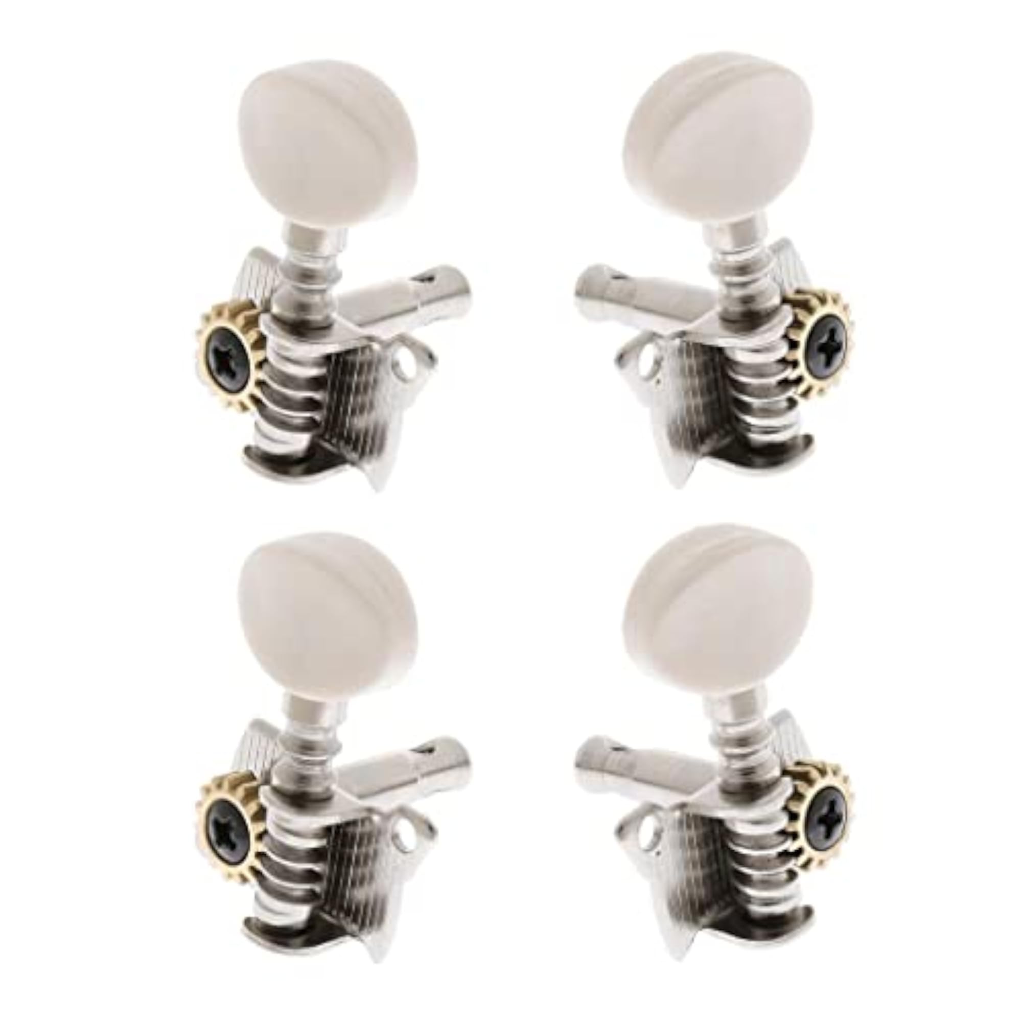 4 Pieces Ukulele Open Tuning Pegs Tuners Silver