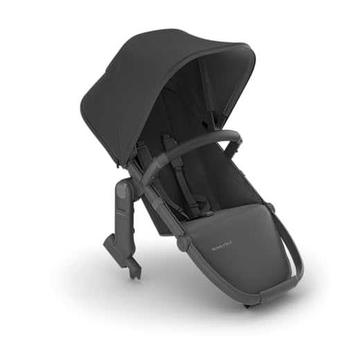 UPPAbaby RumbleSeat V2+ Second Lower Seat/Compatible with Vista 2015-2019 and Vista V2 / Adapters, Bumper Bar, Bug Shield Included/Jake (Charcoal/Carbon Frame/Black Leather)