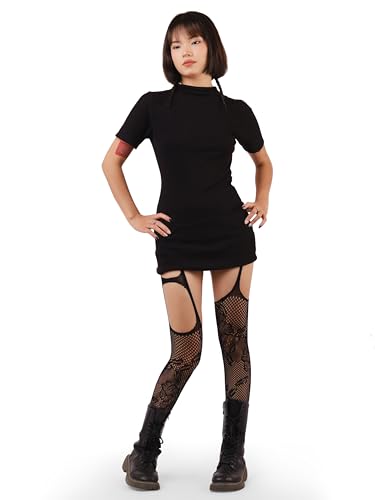 Image of Sacina Full Body Black Flower Fishnet Tights, Thigh High Fishnet Stockings, Gothic Accessories
