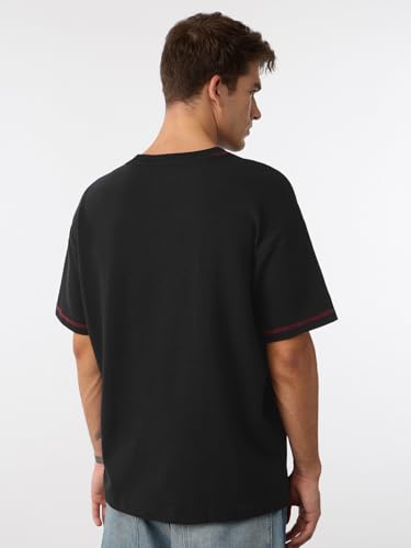 Image of The Souled Store Mr. Soul Men and Boys Short Sleeve Round Neck Purple Graphic Printed Cotton Oversized T-Shirts
