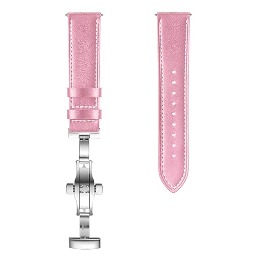 Image of ACM Watch Strap 20mm compatible with Compaq Q Watch Smartwatch | Luxury Leather Clasp Lock Belt Band