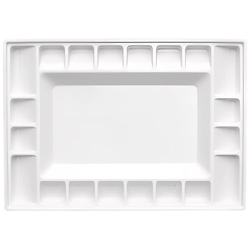 Paleta de acuarela de cerámica rectangular con gran área de mezcla de 16 rejillas 2