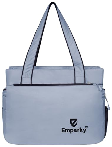 Image of Women Bag, Black with Turquoise Accents, Tote Bag with Multiple Zipper Pockets