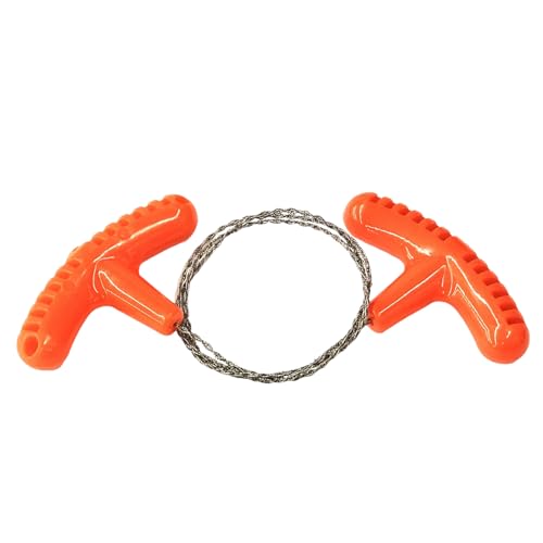 BEALIFE Equipo de supervivencia, sierra de cuerda de alambre de acero, hoja de sierra compacta y ligera, sierra de cadena afilada para acampar al aire libre y senderismo, naranja, 70CM