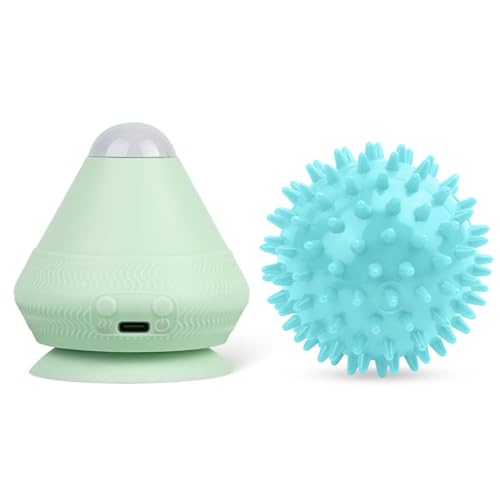 Alaoo Trigger Masajeador Balón De Masaje Para Punto Gatillo Con Ventosas, Pelota Masage Espalda Punto de Presión Con Bola de erizo, Recargable, Bola De Masaje Para Pies, Manos, Espalda y Piernas,Verde