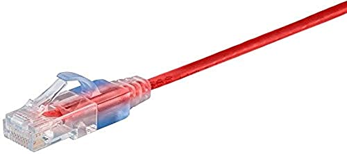 Image of Monoprice - 116334 SlimRun Cat6A Ethernet Patch Cable - Snagless RJ45 UTP Pure Bare Copper Wire 10G 30AWG 14ft Red 10-Pack