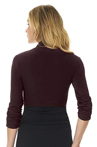 Image of Rekucci Women's Chic Soft Knit Stretch Bolero Shrug with Ruched Sleeves