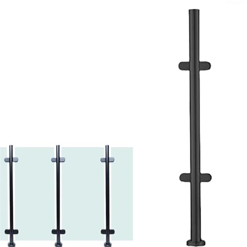 24 28 32 36 40 44 48 in Height Glass Stair Railing Handrail, Glass Balustrade Post for Balcony Barriers, Stainless Steel Railing Fence Pole Handrail Fencing(B-MID,Height 24in/60cm)