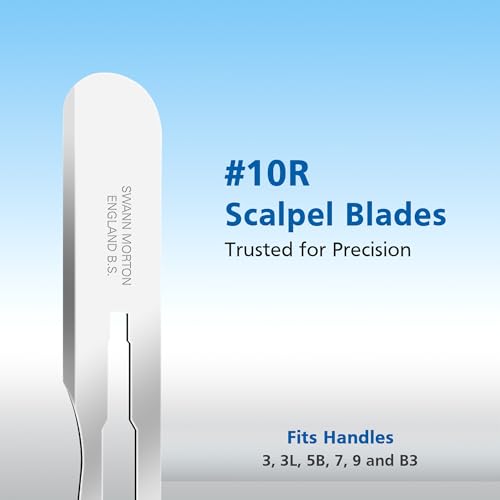 Swann Morton Scalpel Blade #10R - Sterile Dermaplane Blade for Face, Dermaplaning for Women & Men, Stainless Steel, Beauty Tools for Estheticians - Individually Wrapped, Box of 100