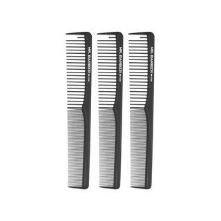 MR. BARBERProfessional Carbon Comb 100% Heat Resistant/round tooth tips/Gentle on Hair & Scalp -Set of 3 Combs- MB-CO09
