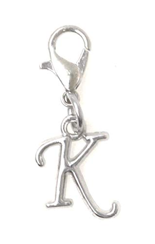 Letter Initial Stainless Steel Clasp Clip on Charm Letter K 73K
