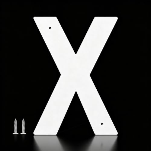 useNumber 8'' House Numbers for Outside, White Metal Address Numbers and Letters for Out Door Signs, Garden/Office/Home/Store Signage (X)