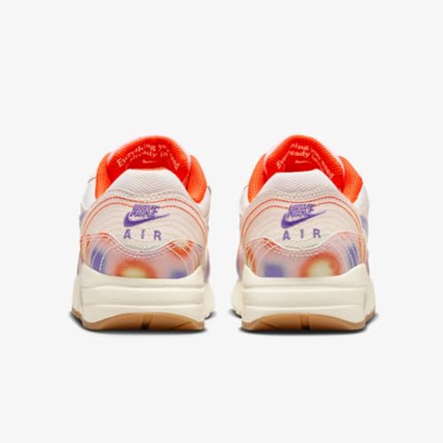 Nike Air Max 1 SE Big Kids' Shoes (FN7287-100, SAIL/Blue Joy/Safety Orange/Football Grey) Size 43