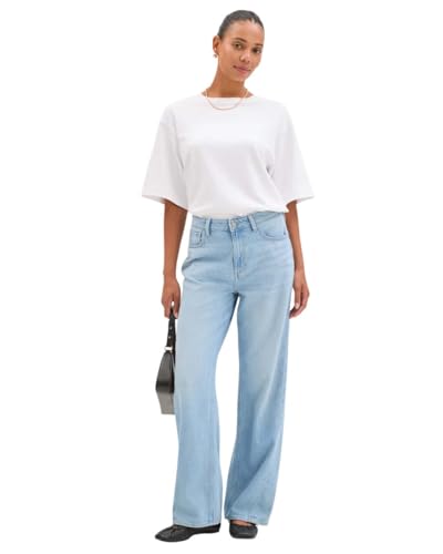 Image of KOTTY Women's High Waist Straight Fit Cotton Blend Denim Jeans|Comfortable Regular Length Casual Jeans for Women