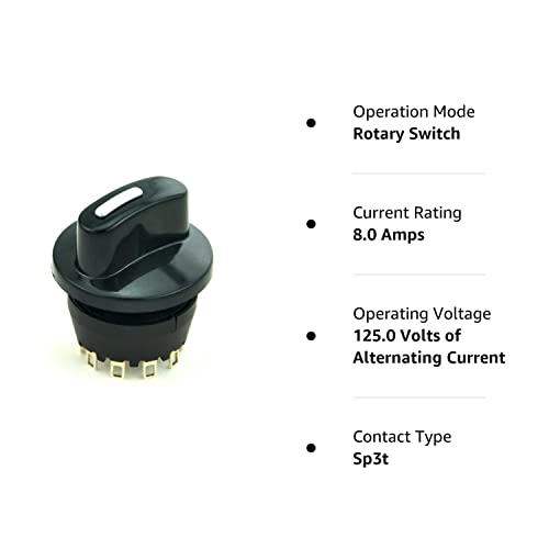Electronics-Salon 1Pcs Sp3T 8A/250V 1 Pole 3 Way Rotary Switch, With Knob. #TOP6