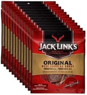 Jack Link's Beef Jerky 12-Pack, 80g Each - High Protein, Low Fat, Tender & Flavorful, Original Flavor, Perfect Snack for Muscle Recovery, Keto-Friendly, High in Omega-3, No Added MSG, Ideal for Fitness & Outdoor Adventures (80g (Pack of 12), Original)