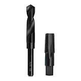 RURITKIT 1/2-14 NPT Pipe Tap and 23/32' drill Set, Carbon Steel Hand Threading Plumbing Tap Set for Plumbers Mechanics DIY Thread cutting tools