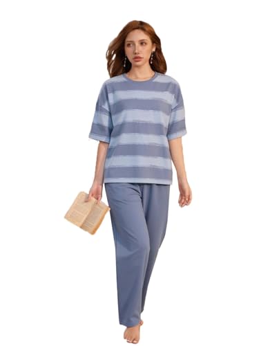 Image of Lymio Womens Korean Night Dress | Full Pyjama Set | Korean Nightsuit | Women Nightwear |Round Neck Full Sleeve Nightsuit | Loungewear | Everyday Nightdress (W-ND-3)
