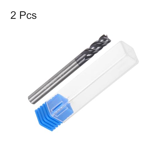 Image of uxcell 2pcs 5mm Dia 5mm Shank Square Nose End Mill 4 Flutes HRC45 Carbide AlTiN Coated CNC Router Bits Cutter Tools for End Milling CNC Machining
