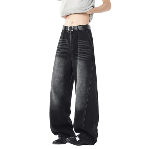 Mens Hip Hop Style Baggy Barrel Jeans – Straight Wide Leg Street Denim Pants Unisex