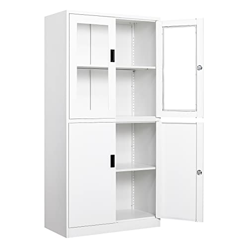 Sisesol Storage Cabinet With Doors And Shelves,Display Cabinet With Glass Doors, Freestanding Kitchen Pantry Cabinet With Glass Doors And Shelves For Home Office, Pantry,Kitchen Bathroom #TOP3