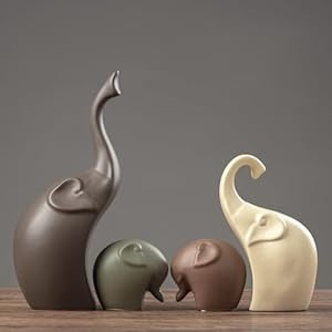 Ceramic Statue,Elephant Family Figurines Porcelain(Set of 4),Creative Ceramic Decorative,Crafts Ornaments Home Decor,Memorial Gift for Parents, Suitable for Shelf, Bookself, TV Stand Decor. Ceramic StatueElephant Family Figurines PorcelainSet of 4Creative Ceramic DecorativeCrafts Ornaments Home DecorMemorial Gift for Parents Suitable for Shelf Bookself TV Stand Decor