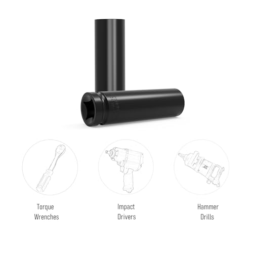 Image of 1 /2 inch Inch Drive by 16mm Deep Impact Socket, Heat-Treated CR-V Steel 3 Inch Length, 6-Point Metric Sizes