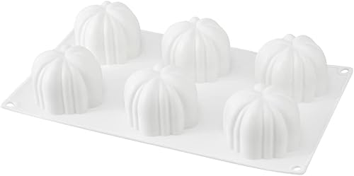 Miniatura 2 de Restaurantware - Molde para pastel de calabaza de 6 cavidades de Pastel, 1 molde de calabaza 3D listo para horno - Molde de silicona blanca