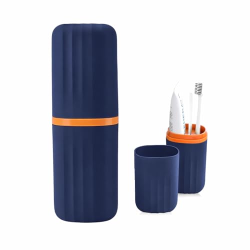 Image of QONETIC Travel Tooth Brush Holder for Bathroom Square Toothbrush Holder for Travel, Portable Toothbrush Case & Tooth Brush Cover Box Organizer for Traveling, Camping, & Business Trips (Blue)