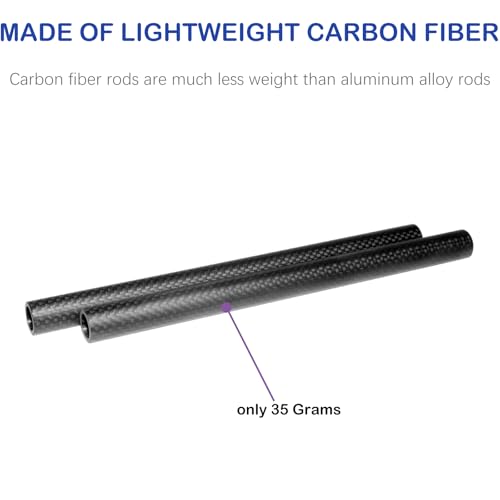 NICEYRIG 15mm Rod Carbon Kohlefaser-Ruten 20cm Länge für 15mm Rods Clamp Matte Box(2pcs)